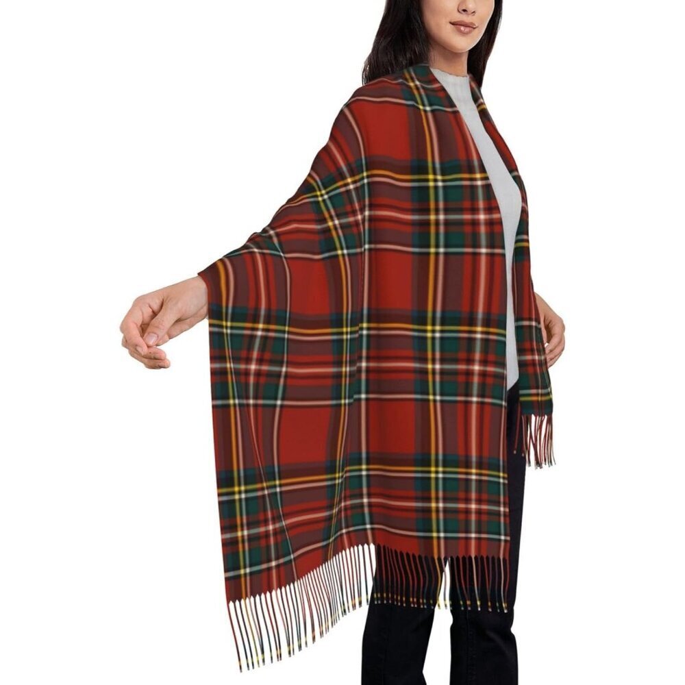 Plaid Cashmere Feel Scarf Wrap Large Unisex Travel Shawl for Winter & Holiday